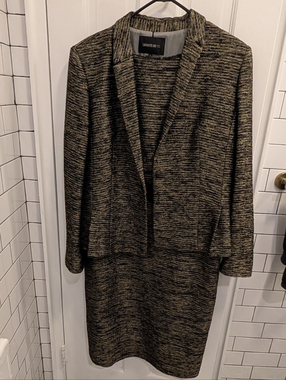 Lafayette 148 New York 2-Piece Metallic Tweed Jacket And Dress Set